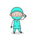 Cartoon Surgeon Talking on Phone with Client Vector Concept