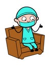 Cartoon Surgeon talking on sofa