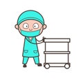 Cartoon Surgeon with Trolley Box Vector