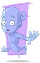 Cartoon surprised transparent blue ghost