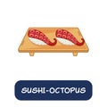 cartoon sushi-octopus, japanese food vector isolated on white background Royalty Free Stock Photo