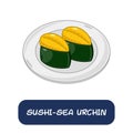 cartoon sushi-sea urchin, japanese food vector isolated on white background Royalty Free Stock Photo