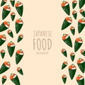 cartoon sushi temaki, japanese food frame border background Royalty Free Stock Photo