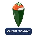 cartoon sushi temaki, japanese food vector isolated on white background Royalty Free Stock Photo