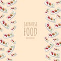 cartoon sushi temari, japanese food frame border background Royalty Free Stock Photo