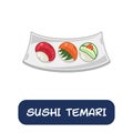 cartoon sushi temari, japanese food vector isolated on white background Royalty Free Stock Photo