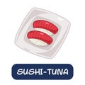 cartoon sushi-tuna, japanese food vector isolated on white background Royalty Free Stock Photo