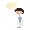 cartoon suspicious boy with speech bubble Royalty Free Stock Photo