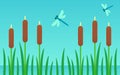 Cartoon swamp cattails background illustration Royalty Free Stock Photo