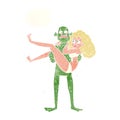 cartoon swamp monster carrying woman