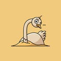 Cartoon Swan with Funny Expression in Sand Royalty Free Stock Photo