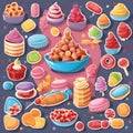 cartoon sweets pattern background colorful illustration
