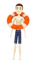 Cartoon swimmer with buoy