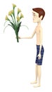 Cartoon swimmer with cala lilly