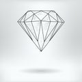 Cartoon Symbol of Faceted Diamond Jewel Concept - Drawing Sketch Vector Illustration