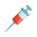 Cartoon syringe, injection isolated on white background