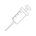 Cartoon syringe, injection outline isolated on white background