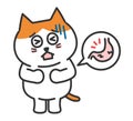 Cartoon tabby cat having a stomachache, vector illustration.