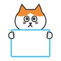 Cartoon tabby cat informing something with a whiteboard, vector illustration.