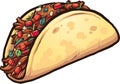 Cartoon meat taco with cilantro and tomato