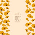 cartoon taiyaki, japanese food frame border background