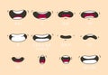 Cartoon talking mouth and lips expressions. Talking mouths lips for cartoon character animation