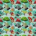 Cartoon Tank/Cannon Weapon seamless pattern