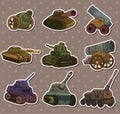 Cartoon Tank/Cannon Weapon stickers Royalty Free Stock Photo