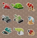 Cartoon Tank and Cannon Weapon stickers Royalty Free Stock Photo