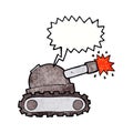 cartoon tank with speech bubble Royalty Free Stock Photo