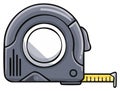 Cartoon Tape Measure Tool with Extended Yellow Measuring Tape Royalty Free Stock Photo
