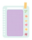 Cartoon task planner element isolated. Cute paper sticky note, to do list or memo message notepad paper sheet. Vector
