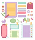 Cartoon task planners isolated set. Cute paper sticky notes, to do list or memo message notepads paper sheets. Vector