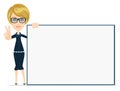 Cartoon teacher businesswoman in glasses holding