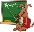 Cartoon teacher dog character in the classroom