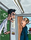 Cartoon of teacher screaming at a pupil