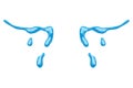 Cartoon tear drops icon. Sorrow cry streams, tear blob. Crying fluid, falling blue water drops. Isolated vector for