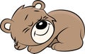 Cartoon teddy bear sleeping on the ground vector illustration for children