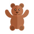 Cartoon teddy bear toy object for small children to play, flat style icon Royalty Free Stock Photo