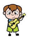 Cartoon Teen Boy Playing Guitar