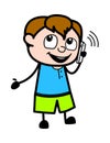 Cartoon Teen Boy talking on Cell Phone Royalty Free Stock Photo