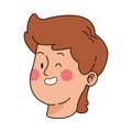 Cartoon teenager boy smiling icon, colorful design