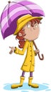 Cartoon teenager girl wearing raincoat.