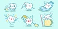 Cartoon teeth do different things Royalty Free Stock Photo