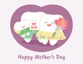 Cartoon Teeth Family. Happy Mother`s Day. Greeting from dentistry. Royalty Free Stock Photo