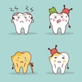 Cartoon teeth have toothache Royalty Free Stock Photo