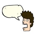 cartoon terrified man with speech bubble Royalty Free Stock Photo