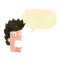 cartoon terrified man with speech bubble Royalty Free Stock Photo