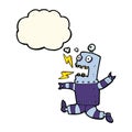 cartoon terrified robot with thought bubble Royalty Free Stock Photo