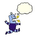 cartoon terrified robot with thought bubble Royalty Free Stock Photo